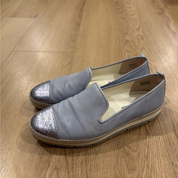 Paul Green Shoes - Paul Green Joaquin Espadrille Slip On Leather Loafer Cap Toe Blue/Silver SZ 8